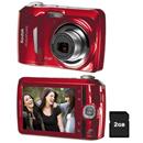 Câmera Digital Kodak Easyshare C1530 Vermelha 14MP, LCD 3.0", Zoom Óptico 3x, Detector de Faces e Compartilhamento c/ Redes Sociais + Cartão SD 2GB