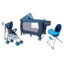 Cadeira para Refeição Ayoba! Snack CP005A - Azul + Carrinho de Bebê Ayoba! European Trav-Azul + Berço Desmontável Ayoba! Balanço Comfort 8000A - Azul