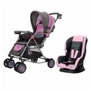 Carrinho de Bebê Ayoba! Premium Balanço 7035R - Rosa + Cadeira para Automóvel Ayoba! Happy Baby PSI-03R - 0 a 18 Kg - Rosa/Cinza
