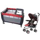 Carrinho de Bebê Ayoba! Luxo PPA-04F - Vermelho + Berço Desmontável Ayoba! Elegance 80400F - Vermelho