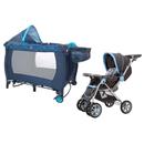 Carrinho de Bebê Ayoba! Supreme PCO-06A - Azul + Berço Desmontável Ayoba! Balanço Comfort 8000A - Azul