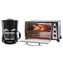Forno Elétrico Philco Steel c/ Grelha Deslizante, Assadeira e Pegador - 42L. + Cafeteira Elétrica Britânia NCP-14.