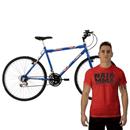 Bicicleta Aro 26 Track & Bikes Viper MTB 18 Marchas - Azul + Camiseta Naja CS1135 Tam. M - Vermelha