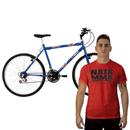 Bicicleta Aro 26 Track & Bikes Viper MTB 18 Marchas Azul + Camiseta Naja CS1135 Tam. G - Vermelha_