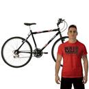 Bicicleta Aro 26 Track & Bikes Viper MTB 18 Marchas Preta + Camiseta Naja CS1135 Tam. G - Vermelha_