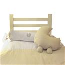 Conjunto p/ Mini-Cama Tribeca c/ Carrinho de Bebê Bordado Bege/Branco - 3 Peças