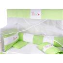 Conjunto para Berço Papi com Cortinado e Ursinho Bordado Verde/Branco - 8 Peças