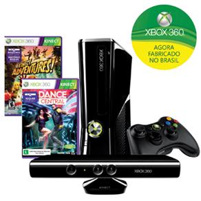 Console Microsoft Xbox 360 c/ 250GB de Memória + Kinect + Game Kinect Dance Central + Game Kinect Adventures - X360 - Consoles Xbox 360 1000029907
