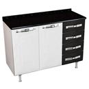 Balcão Colormaq Class Slim BT2P4GP com 2 Portas e 4 Gavetas - Branco/Preto