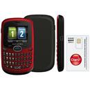 Celular Desbloqueado Alcatel OT255 Vermelho c/ Rádio FM, Viva Voz, QWERTY, Dual Chip e Fone de Ouvidoo + Chip Único Claro Pré-Pago