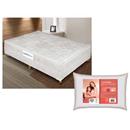 Conjunto Cama Box Conjugado Casal Confortflex em espuma D-33 Casal - 36x138x188cm + Travesseiro Pele de Pêssego Fibra Fibrasca