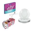Conjunto de Pratos Fundos em Vidro Temperado Marinex Astral - 6 Peças + Conjunto de Copos Crisa Flowers 420ml-6 Pçs + Faqueiro Tramontina Inox-42 Pçs
