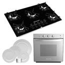 Cooktop a Gás 5 Bocas Brastemp Ative! BDD75AE + Forno de Embutir Elétrico Brastemp c/Grill - 220V - Inox + Aparelho de Jantar e Chá Branco 20 Peças