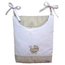 Porta-Fralda Tribeca com Carrinho de Bebê Bordado - Bege/Branco