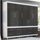 Guarda-Roupa Bartira Stilus com 6 Portas, 4 Gavetas com Sapateira - Branco/Ônix