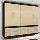 Guarda-Roupa Bartira Stilus com 6 Portas, 4 Gavetas com Sapateira - Tabaco/Maple