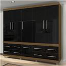Guarda-Roupa Bartira Stilus com 6 Portas, 4 Gavetas com Sapateira - Imbuia/Preto
