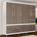 Guarda-Roupa Bartira Stilus com 6 Portas, 4 Gavetas com Sapateira - Branco/Ciliegio