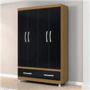 Guarda-Roupa Bartira City com 4 Portas e 1 Gaveta - Imbuia/Preto