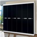 Guarda-Roupa Bartira Firenze com 6 Portas e 3 Gavetas Internas - Branco/Preto