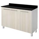 Balcão Bartira Safira com 3 Portas - Branco/Patinado Bege