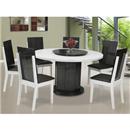 Mesa de Jantar Modocasa Esmeralda com Tampo Giratório - Branco/Negro Zebrano com 6 Cadeiras Modocasa Marseille - Branco/Negro Zebrano