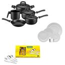 Conjunto de Panelas Panex Day By Day - 5 Peças + Aparelho de Jantar e Chá Inova Branco D145118 - 20 Peças + Faqueiro Tramontina Búzios 24 Peças - Inox
