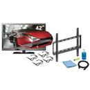 TV 42" 3D LED LG 42LW5700 Full HD, HDMI e USB e 4 Óculos 3D 720Hz + Kit Suporte Fixo de Parede ELG + Cabo HDMI + Limpa Telas + Nível Bolha