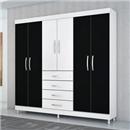 Guarda-Roupa Bartira Signus com 6 Portas e 4 Gavetas - Branco/Preto