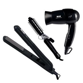 Prancha Dellar DPR 787 - Preta + Secador Dellar DHD 701B - 1.200W + Escova Modeladora Dellar DMM 741 - Preto / Inox - cod. 1000032833