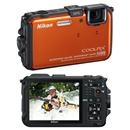 Câmera Nikon Coolpix AW100 Laranja c/ LCD 3,0”, 16MP, Full HD, GPS, Estabilizador de Imagem, Bússola Eletrônica, Lente de Cristal e A Prova d’ água