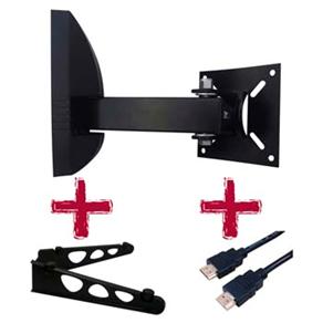 Suporte Bi-Articulado de Parede Brasforma SBRP-136 para TVs LCD, LED, Plasma e 3D de 10 a 55 + Suporte DVD + Cabo HDMI