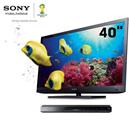 TV 3D LED 40" Sony Bravia Full HD c/ Conexão à Internet e Conversor Digital - 240Hz + Blu-Ray Player Sony BDP-S380 c/ Cabo HDMI e Entrada USB
