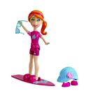 Boneca Polly Pocket 2012 Mattel Boneca Básica com acessórios - Lea + Prancha de Surf W6308/W6310