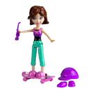 Boneca Polly Pocket 2012 Mattel Boneca Básica com acessórios - Lila + Skate W6308/W6311