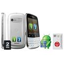 Celular Desbloqueado Claro Motorola Fire XT317 Branco Dual Chip com Câmera 3MP, Android 2.3, Qwerty e Cartão 2GB + Chip Único Claro Pré-Pago