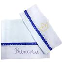 Conjunto de Lençóis para Berço Tribeca com Princesa Bordada Lilás/Branco - 3 Peças