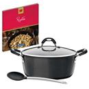 Risoteira Tramontina Mônaco Preta 24 cm com Colher de Silicone, Tampa de Vidro e Um Exclusivo Livro de Receitas Para Risotos - 2 Peças