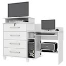 Cômoda RV Móveis com 4 Gavetas e Espaço para TV/DVD - Branco