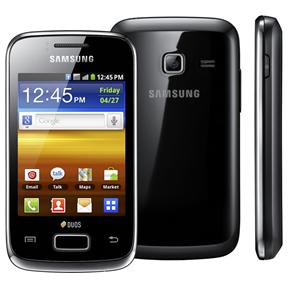 Celular Desbloqueado TIM Samsung Galaxy Y Duos S6102 Preto c/ Dual Chip, Android 2.3, Wi-Fi, 3G, GPS, Câmera 3.2MP, MP3, Touch, Fone + Cartão 2GB