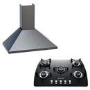 Coifa Continental 90 cm - Inox - 110V + Cooktop a Gás 5 Bocas Continental Decore CTGCT070E50GL - Preto