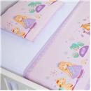 Conjunto de Lençóis para Berço Papi Baby Padrão Americano com Princesa Estampada Branco/Lilás - 3 Peças