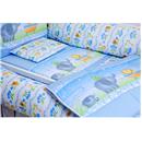 Conjunto para Berço Papi Baby com Animais Estampados Azul/Branco - 7 Peças