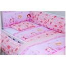 Conjunto para Berço Papi Baby com Estampas Doce Sonho Rosa/Branco - 7 Peças