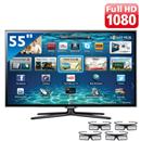 TV 55" Slim LED 3D Samsung Série 6 ES6500 UN55ES6500GXZD Full HD com Smart TV, Conversor Digital, Wireless LAN e 4 Óculos 3D