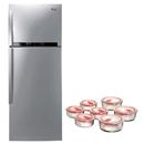 Refrigerador LG Frost Free Duplex Inspiration GR-B637GSQ 467 L - Inox + Conjunto de Potes Herméticos de Vidro de Vidro LG com Tampas - 7 Peças
