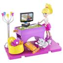 Boneca Polly Pocket Mattel Quarto Cola e Descola Sala de Jogos - X0888/X0889