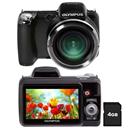 Câmera Olympus SP-810 Preta c/ LCD 3.0”, 14MP, Zoom Óptico 36x, Dupla Estabilização, Vídeo HD, Foto Panorama e 3D, Bateria de Lítio-íon + Cartão 4GB