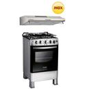 Fogão Consul 4 Bocas Facilite CF550BR c/ Timer – Inox - Bivolt + Depurador de Ar Electrolux DE60X - 60 cm - Inox