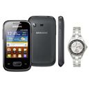 Celular Desbloqueado Samsung Galaxy Pocket GT-S5300 com Android 2.3, Touch, Bluetooth e Fone de Ouvido+ Relógio Feminino Analógico Multifunção Quartz